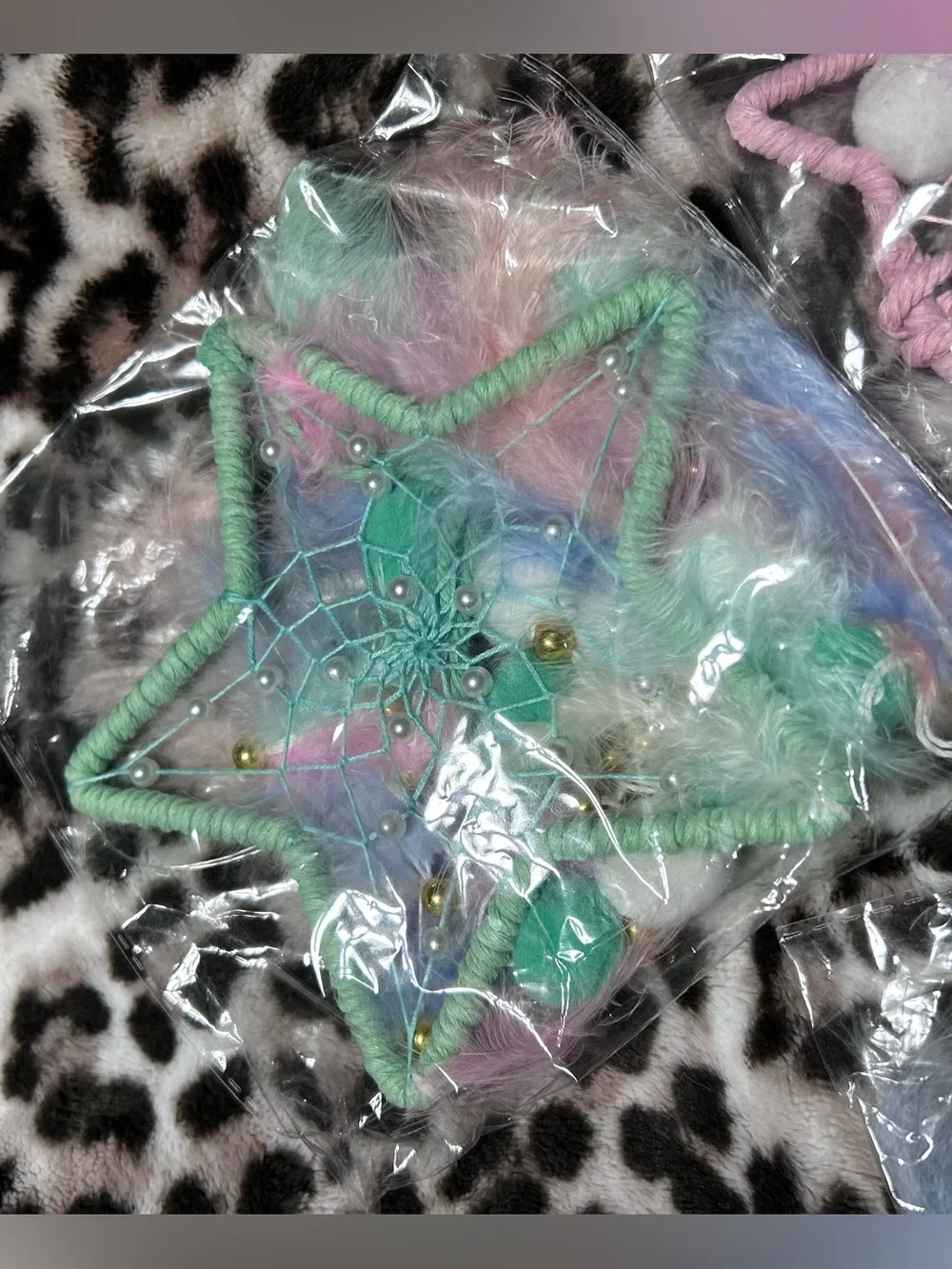 3 PC Cat, Star, Moon Dreamcatchers - Pastel Rainbow